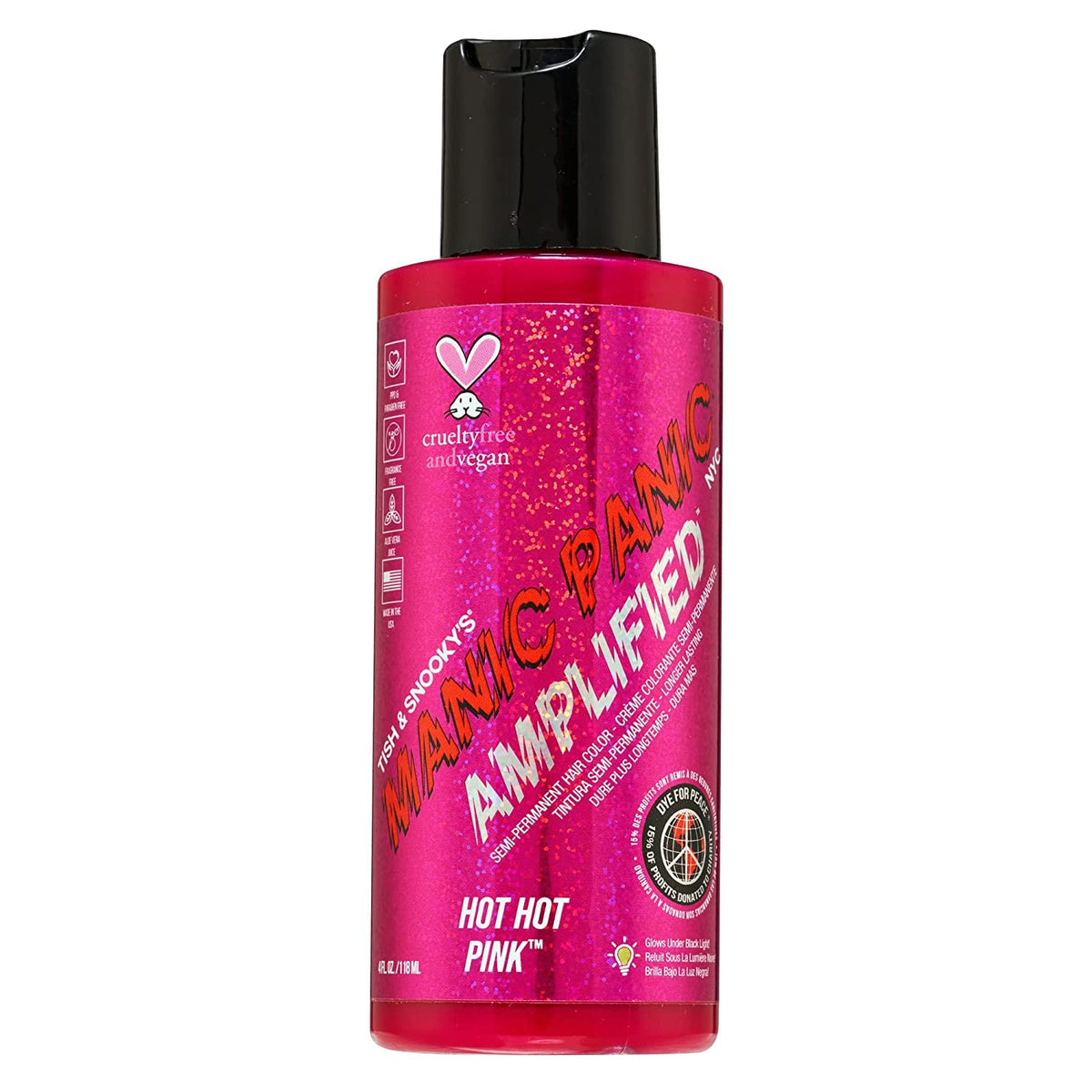 MANIC PANIC Hot Hot Pink Amplified bottle front shows vibrant neon pink color