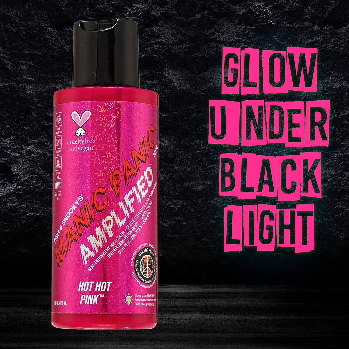 MANIC PANIC Hot Hot Pink Amplified color swatch for true neon tone