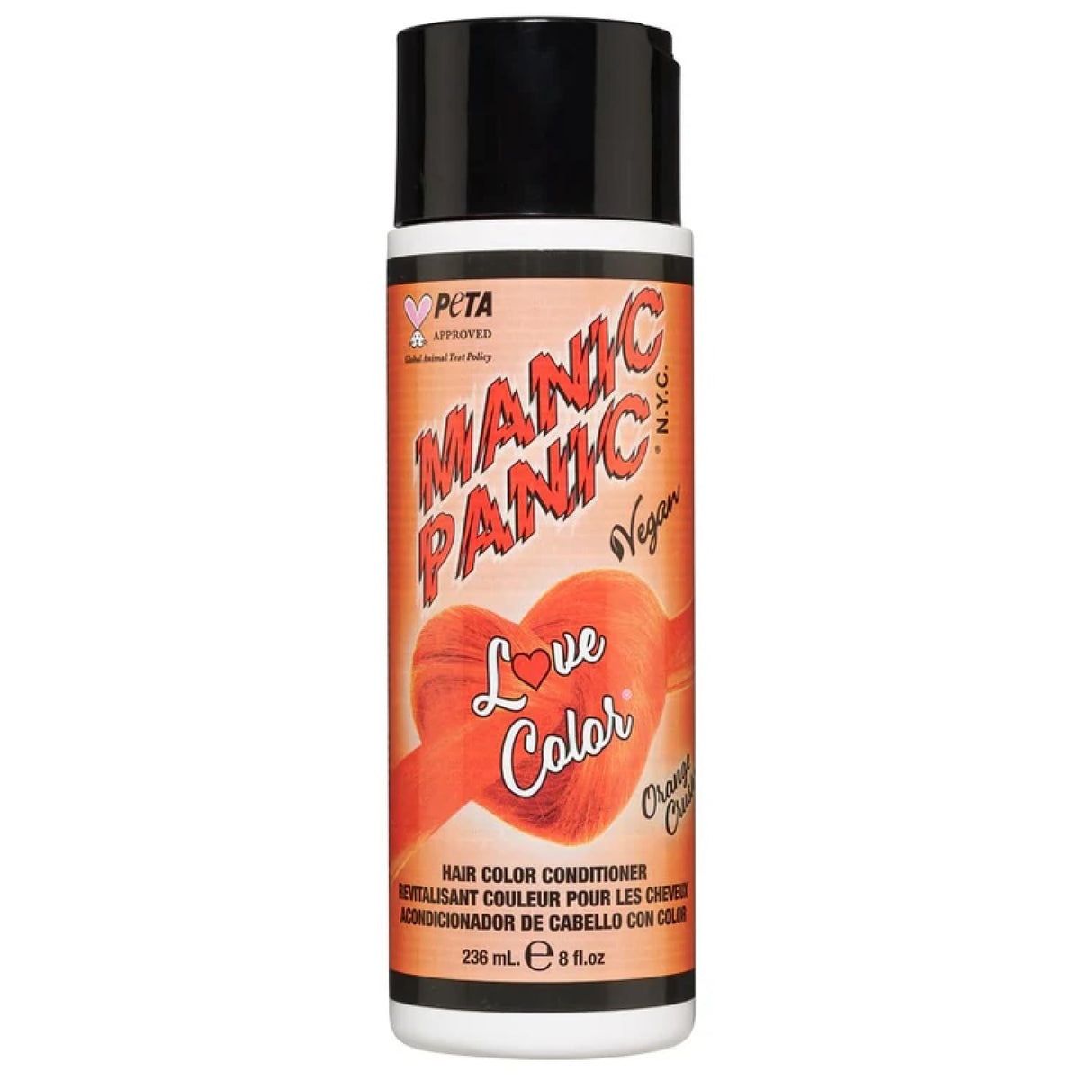 MANIC PANIC Orange Crush bottle front shows vibrant color conditioner for refreshed color