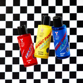 MANIC PANIC Pillarbox Red applying hair dye on hair