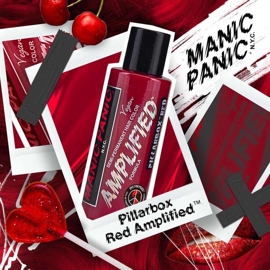 MANIC PANIC Pillarbox Red on dark hair reveals deep red tones