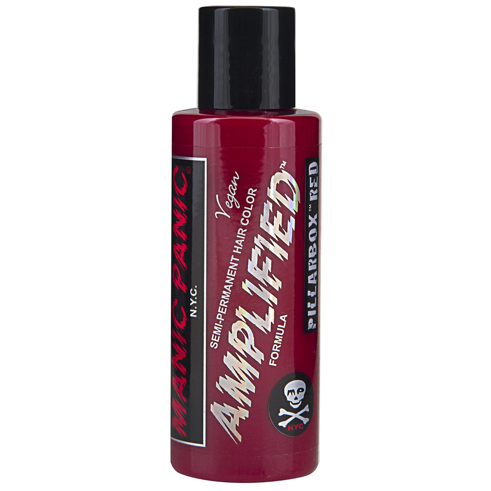 MANIC PANIC Pillarbox Red packaging demonstrates bold, true red color
