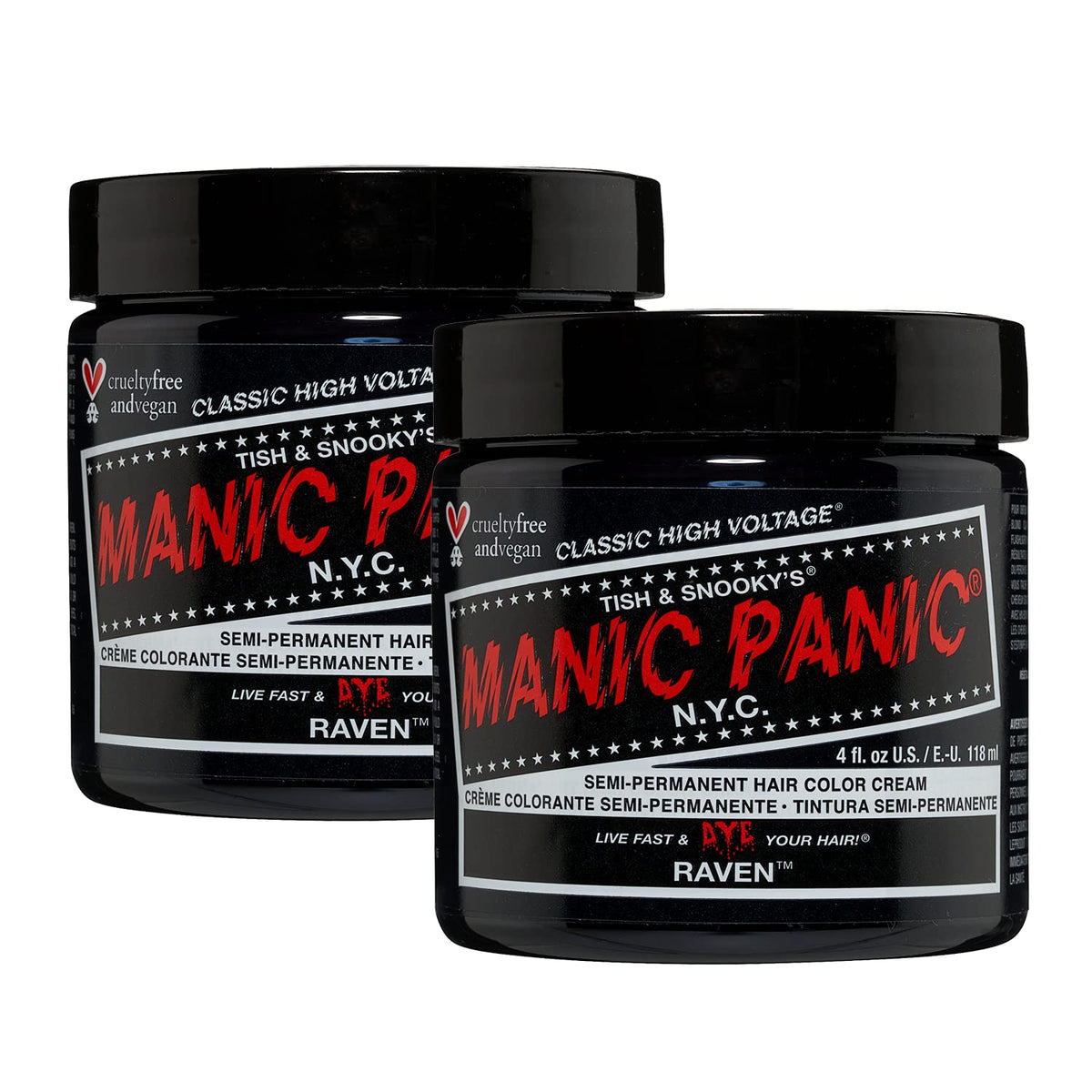 MANIC PANIC Raven bottle close-up showing deep cool black shade for bold color