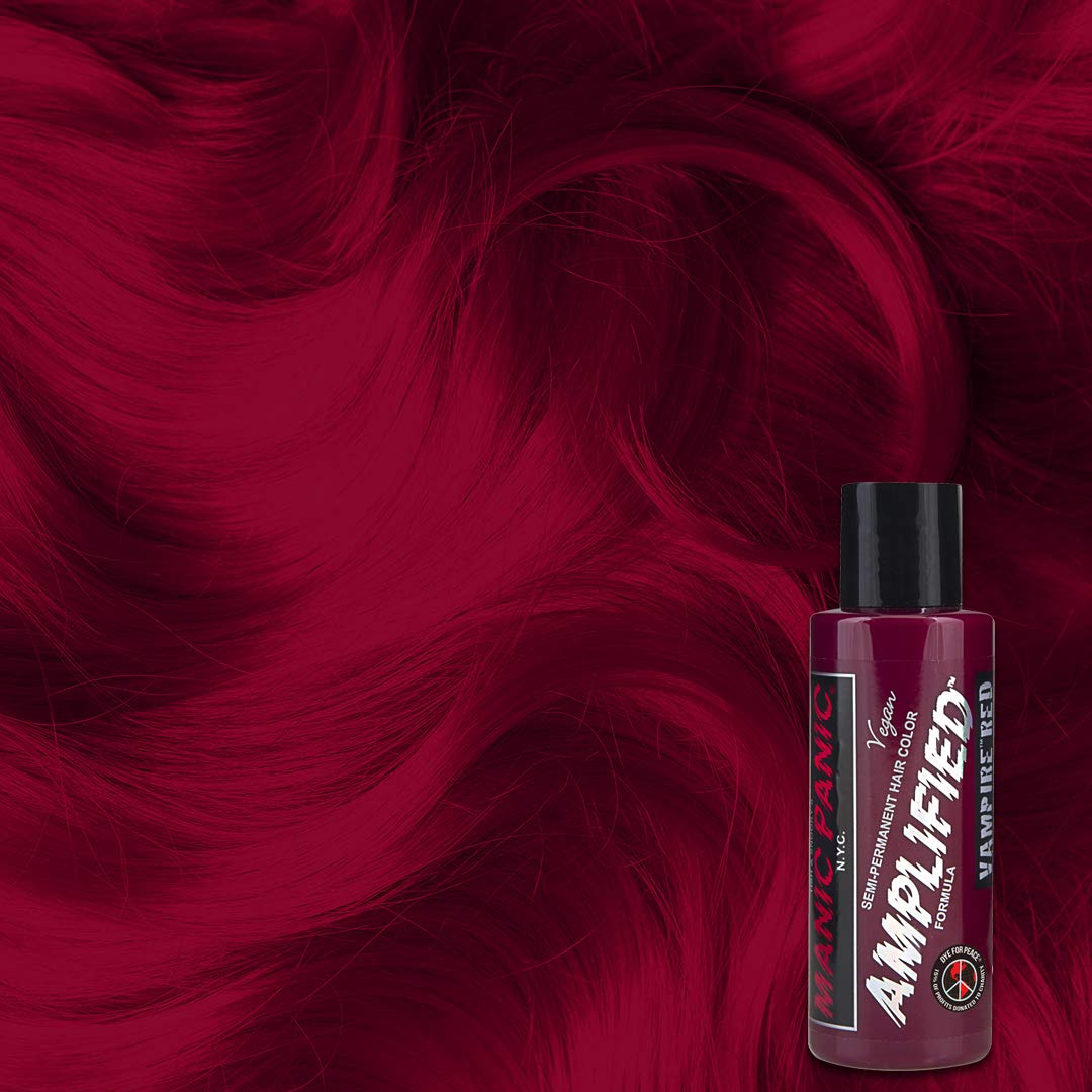 Vampire Red swatches reveal burgundy possibilities on lightened or unbleached hair.