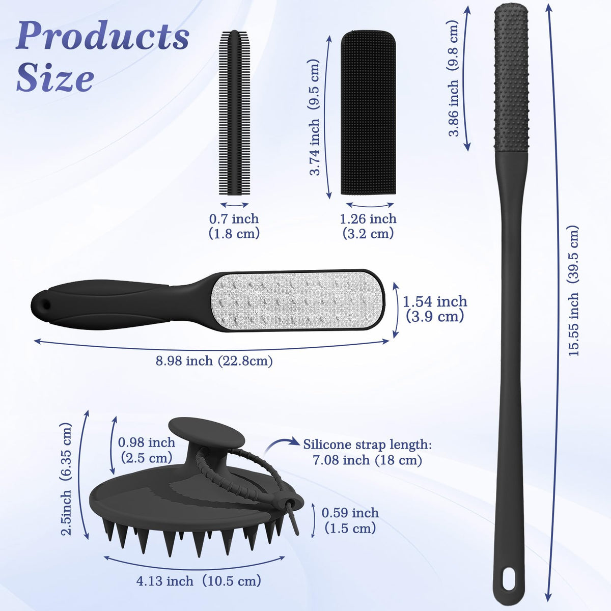 Manmihealth back scrubber 15inch for easy reach and deep exfoliation.