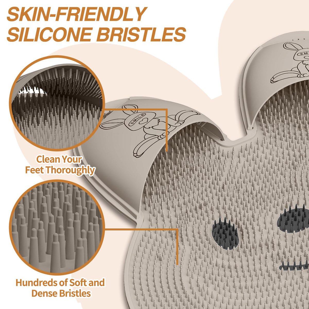 Manmihealth rabbit-pattern foot scrubber adds playful design while cleansing feet.