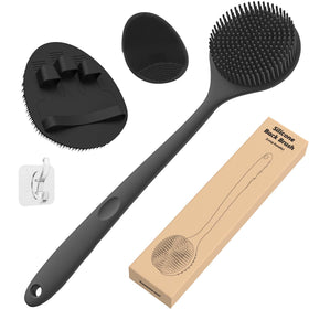 Manmihealth silicone back scrubber with long back brush for easy reach.