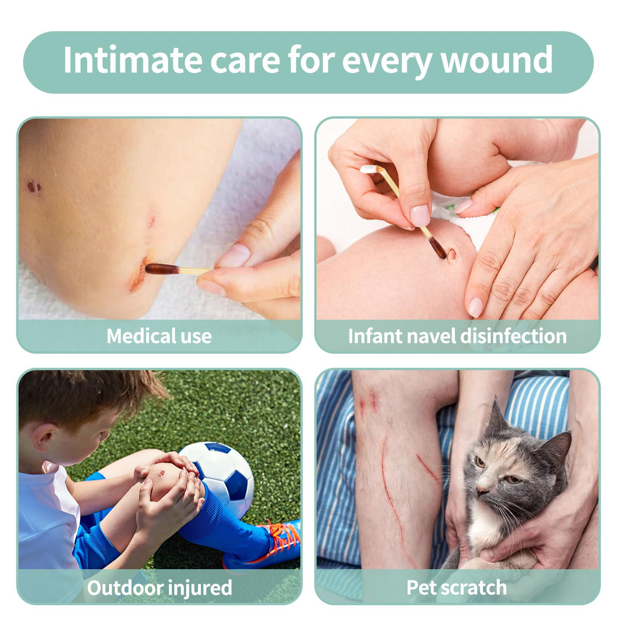 Individually sealed swabs maintain sterility and freshness for safe use.