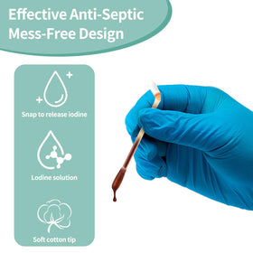 Manna MedTech snap & flow design delivers iodine directly to the tip for mess-free use.