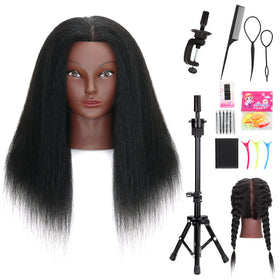 MannequeenHead 16-inch real hair mannequin head for braiding practice