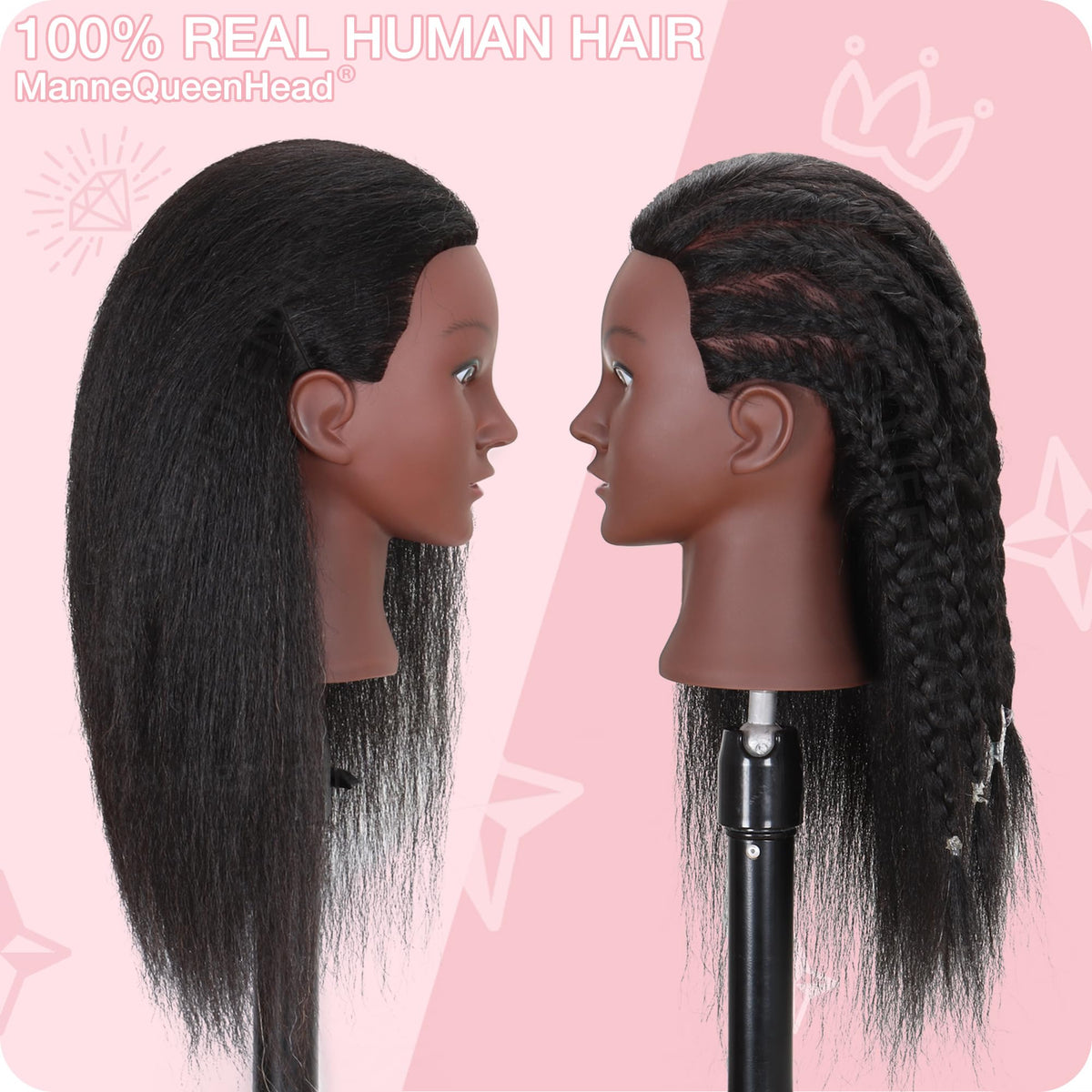 MannequeenHead sterilized natural hair ensures hygienic training between sessions