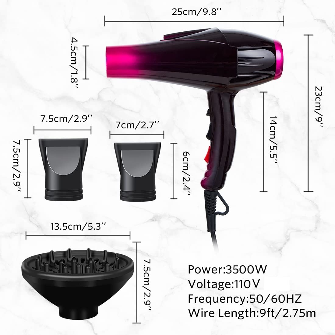 Mannice dryer side controls with three heat settings and two speeds.