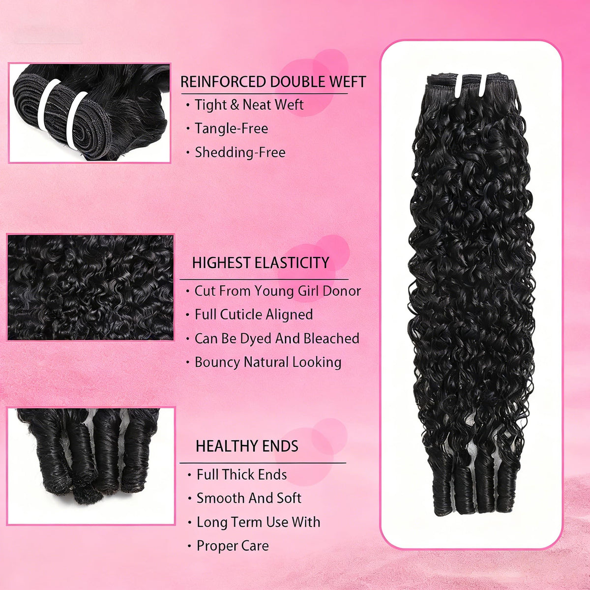 Manorshen Burmese curly bundles 18in length for mid-length versatile styling