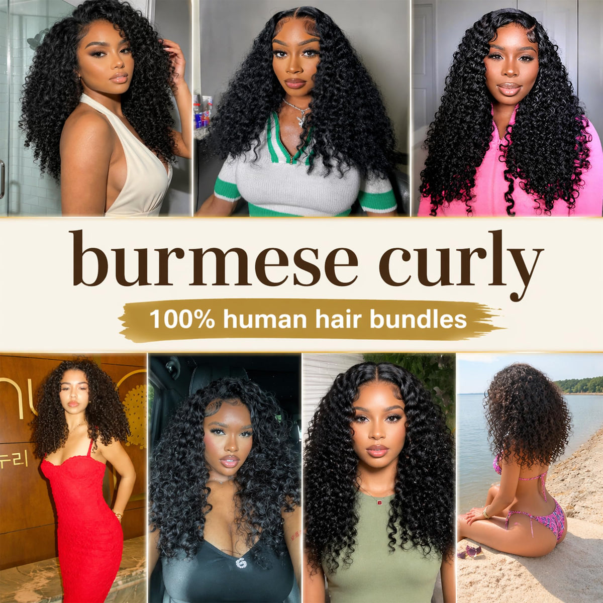 Manorshen Burmese curly bundles spiral end texture adds bounce and shine
