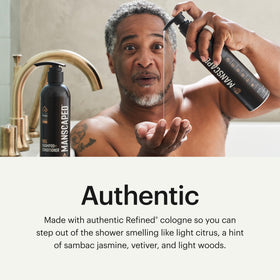 MANSCAPED 2in1 lather-and-rinse bottle showcases efficient shower routine