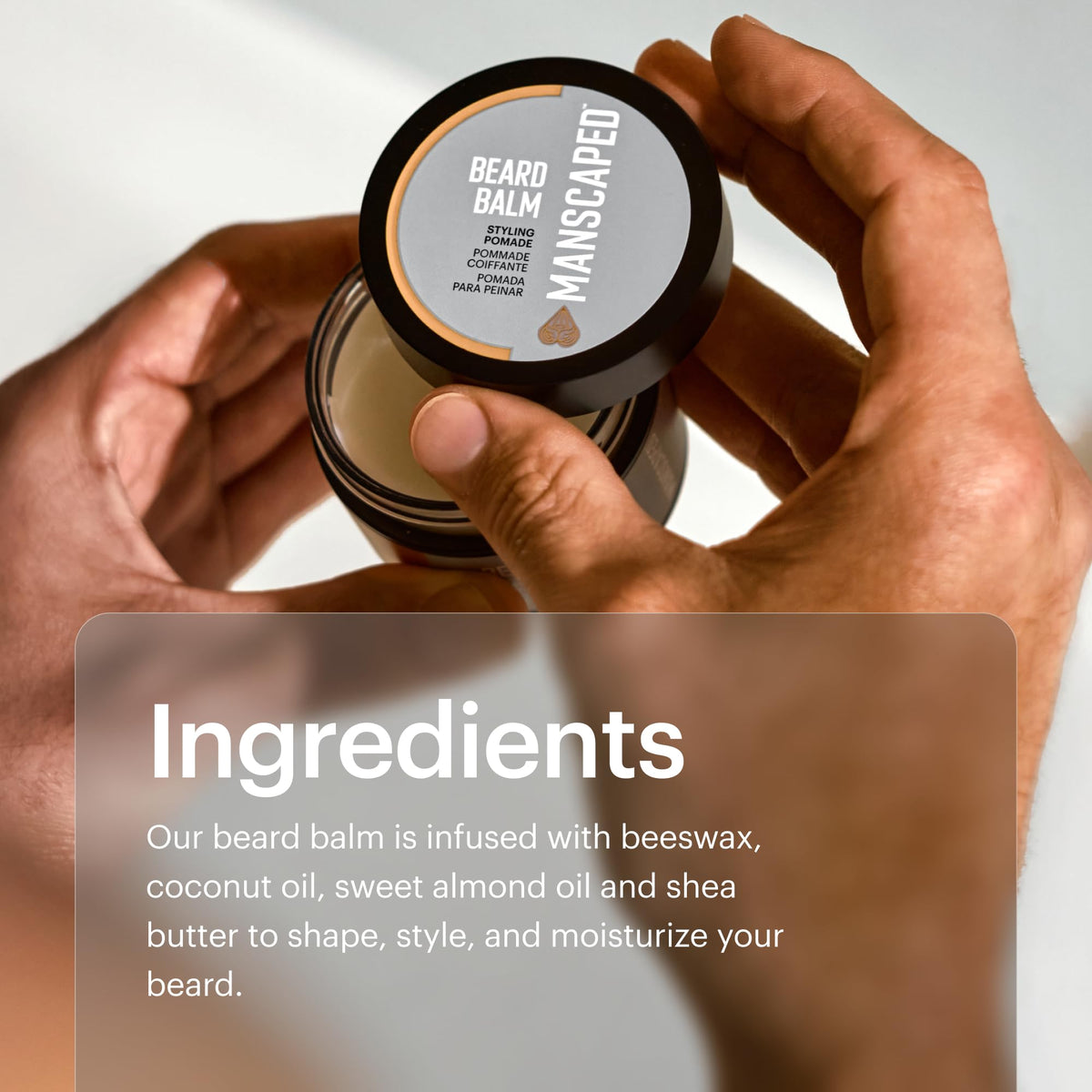 MANSCAPED Beard Balm finish on beard looks neat and soft.