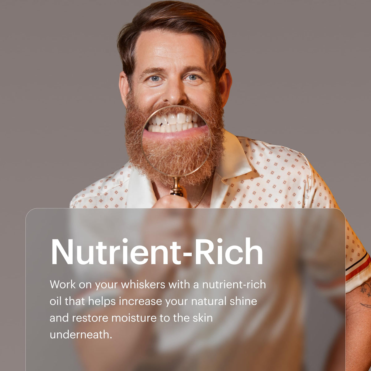Man with beard applying oil for a smoother, healthier look.