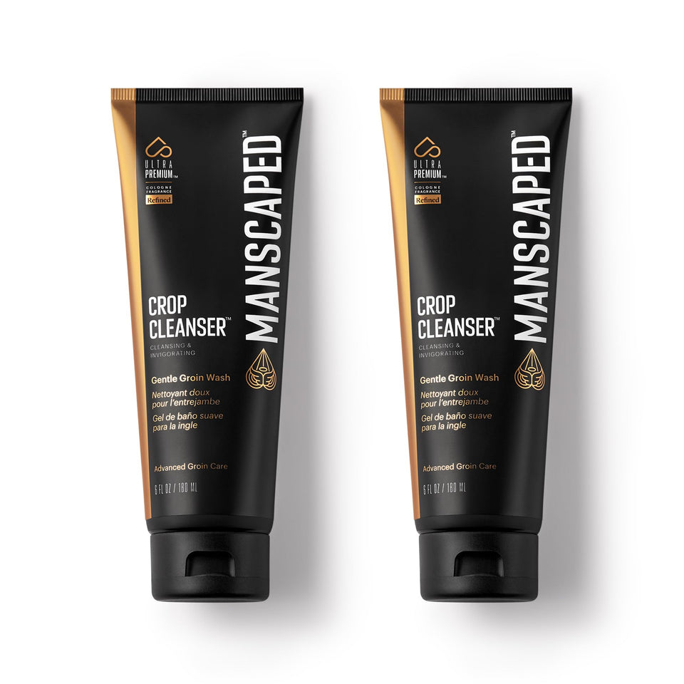 MANSCAPED Crop Cleanser Groin Wash bottle front view, refreshing cleansing for sensitive skin