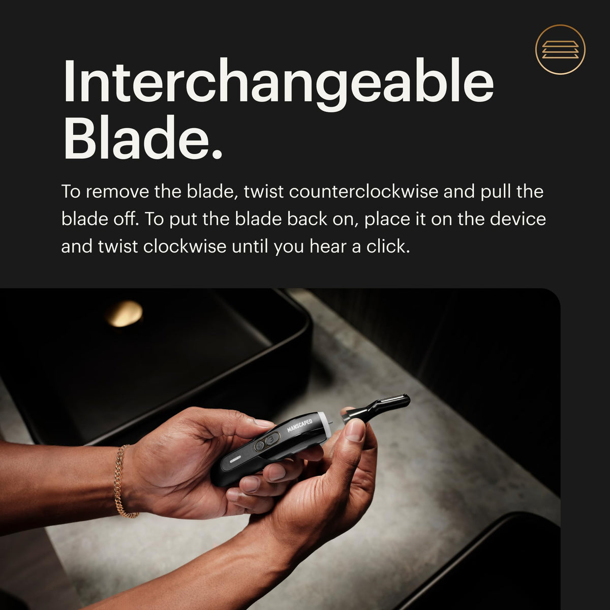 MANSCAPED Dome Shaver Pro SkinSafe blades minimize nicks during use.
