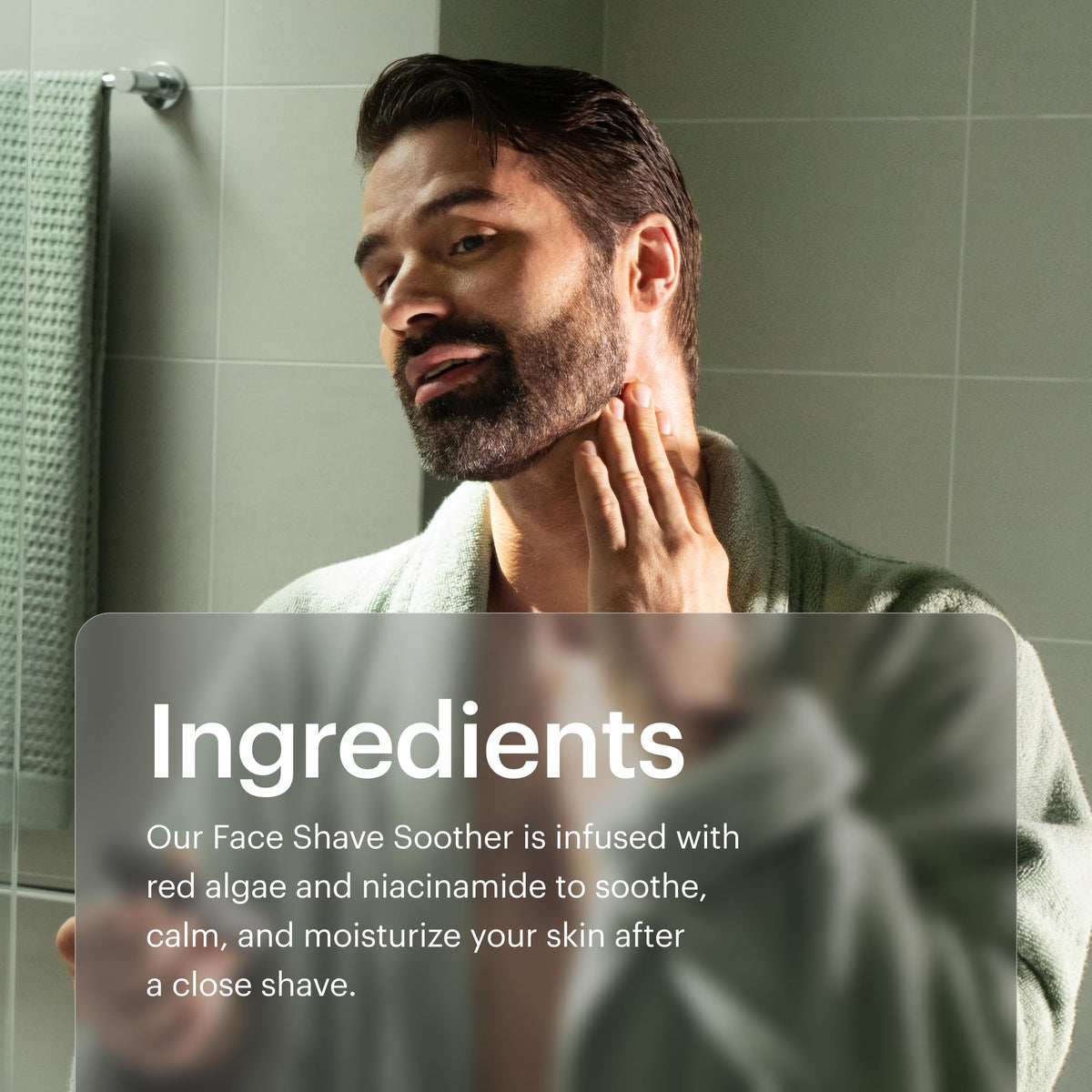 MANSCAPED Face Shave Soother applying a dime-sized amount for smooth post-shave skin.