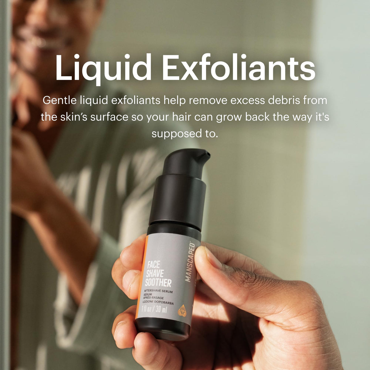 MANSCAPED Face Shave Soother menthyl lactate close-up conveys instant cooling.