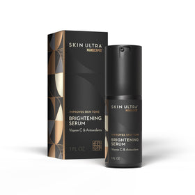 MANSCAPED Skin Ultra Brightening Serum bottle showing the Vitamin C formula for brighter skin.