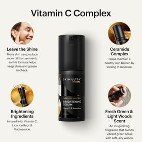 MANSCAPED Skin Ultra Brightening Serum pump-action highlighting easy, mess-free application.