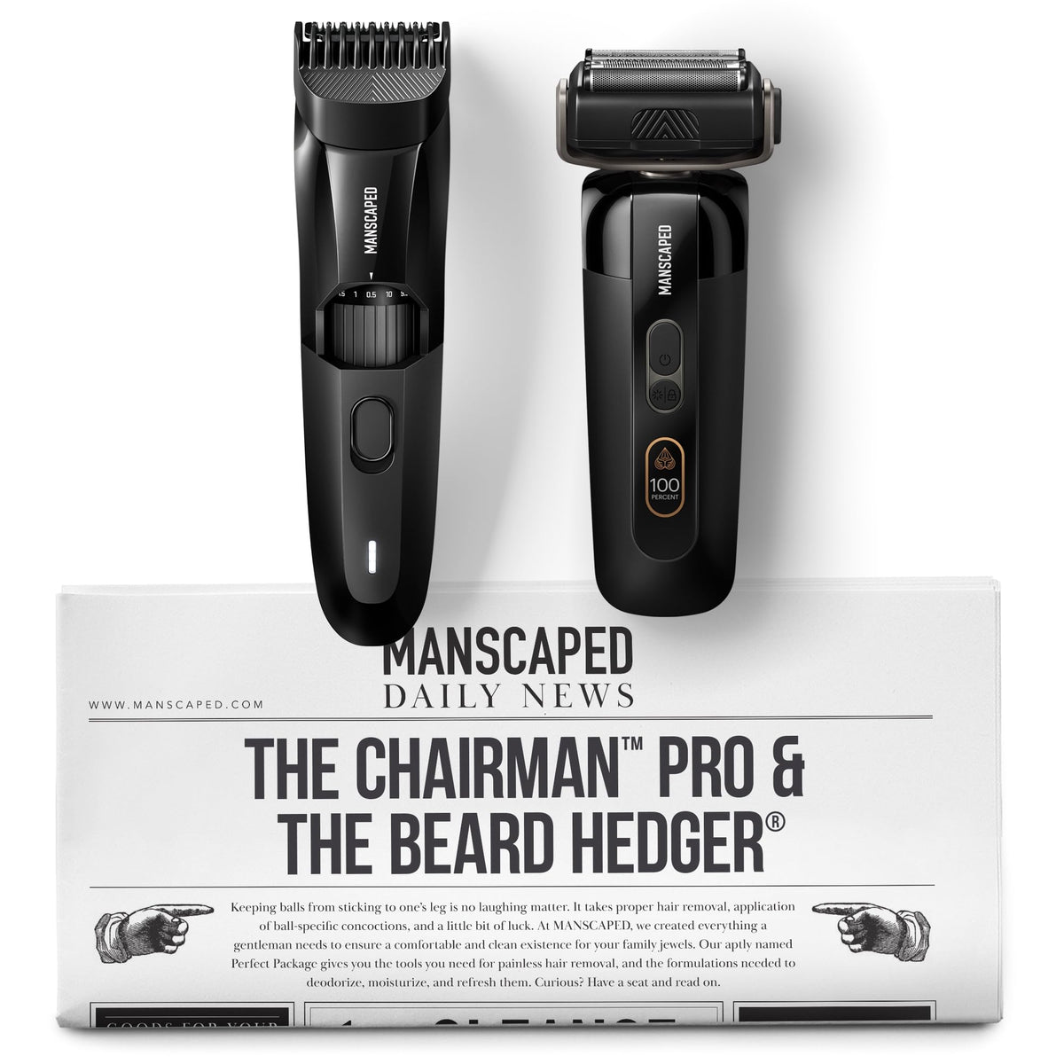 MANSCAPED The Chairman PRO foil shaver front view shows precise, skin-safe grooming capabilities.