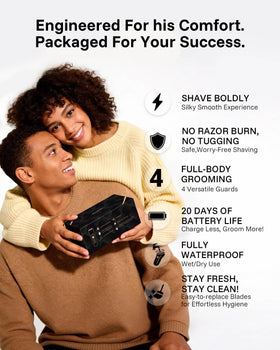 MANSPOT hypoallergenic ceramic blades reduce irritation for sensitive areas