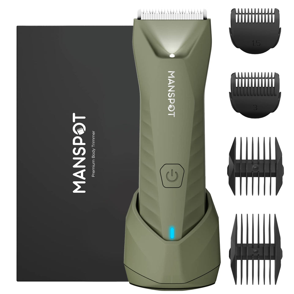 MANSPOT Manscape Trimmer green front-view for precise grooming on the go.