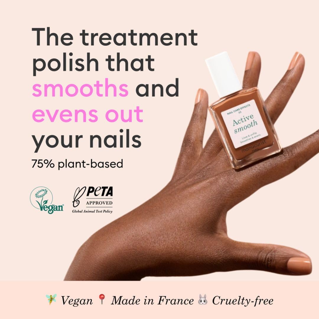Manucurist Active Smooth 03 nails show bronze glow and smoothing.