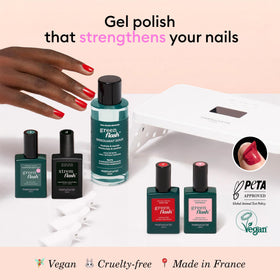 Manucurist base coat enhances adhesion for lasting gel nails.