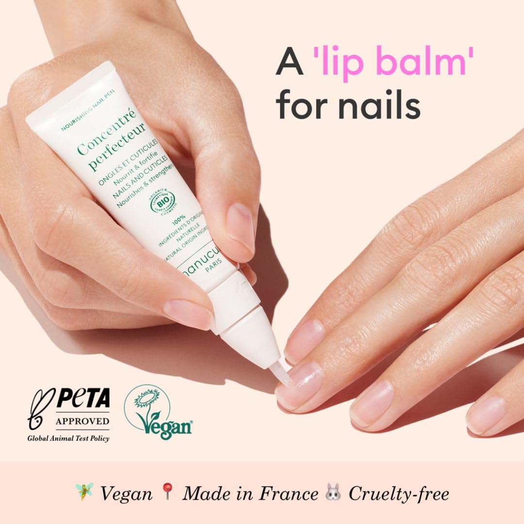 Manucurist Cuticle Oil Nail Pen application promotes soft cuticles and targeted nourishment.
