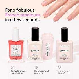 Manucurist Green Creme Nail Polish swatch showing natural French tip finish.