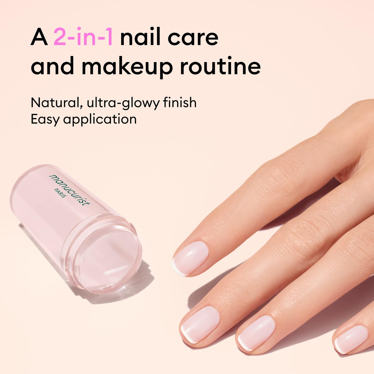 Manucurist Green Gel-like Top Coat delivering long-lasting shine.