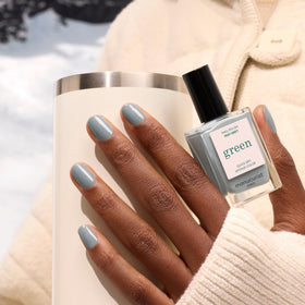 Manucurist Green Mist Grey being applied for an efficient nail look