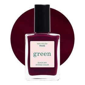 Manucurist Green Prune bottle with a rich red vegan polish for a glossy manicure.