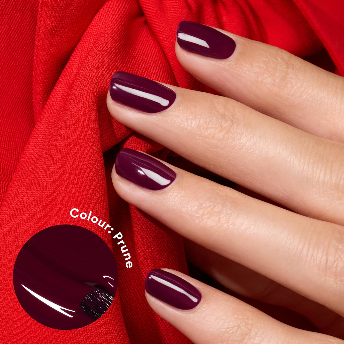 Manucurist Green Prune brush applies vegan polish smoothly.