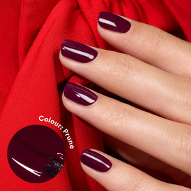 Manucurist Green Prune brush applies vegan polish smoothly.