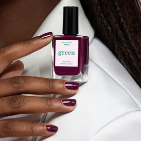 Manucurist Green Prune swatch demonstrates opaque coverage with deep wine tone.