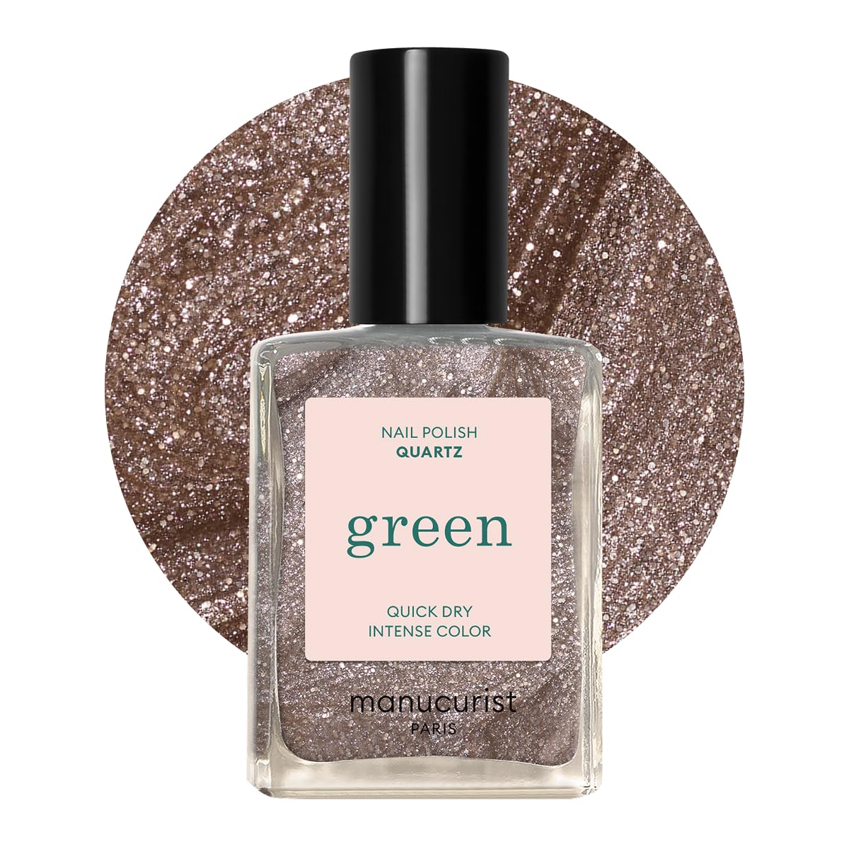 Manucurist Green Quartz glitter polish in sparkling brown for a bold, long-lasting shine.