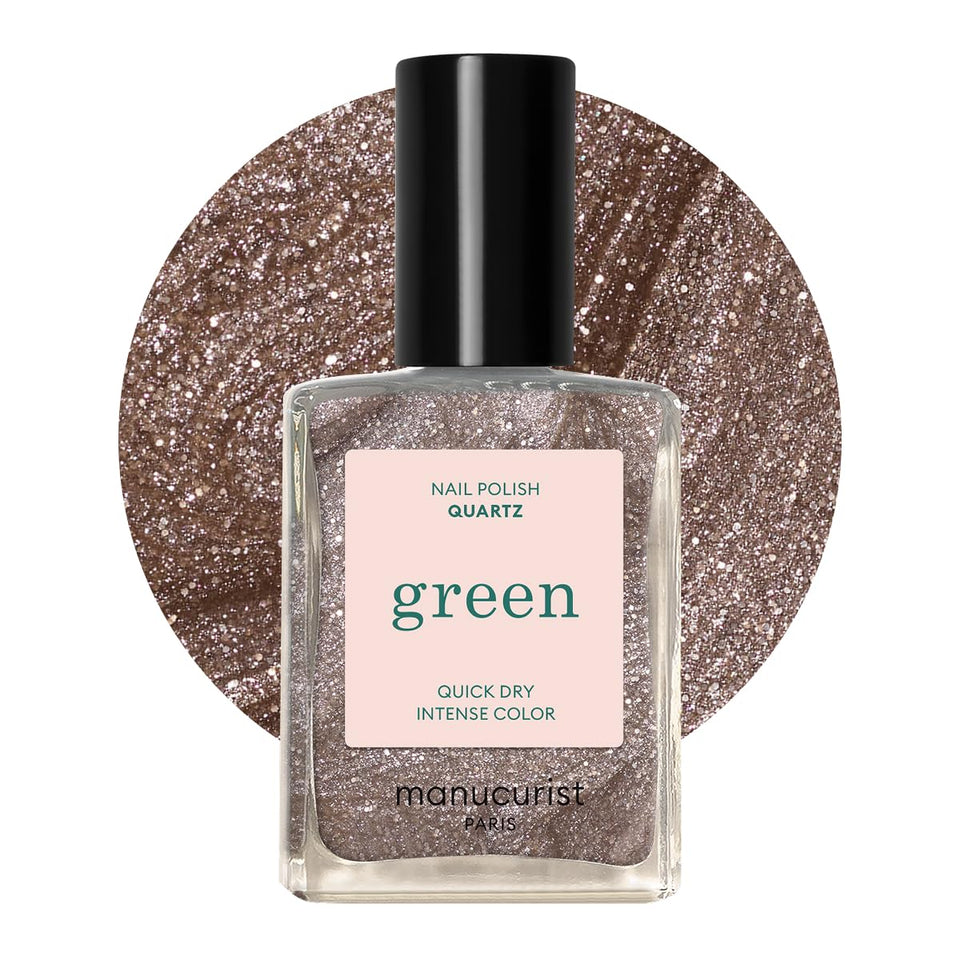 Manucurist Green Quartz glitter polish in sparkling brown for a bold, long-lasting shine.