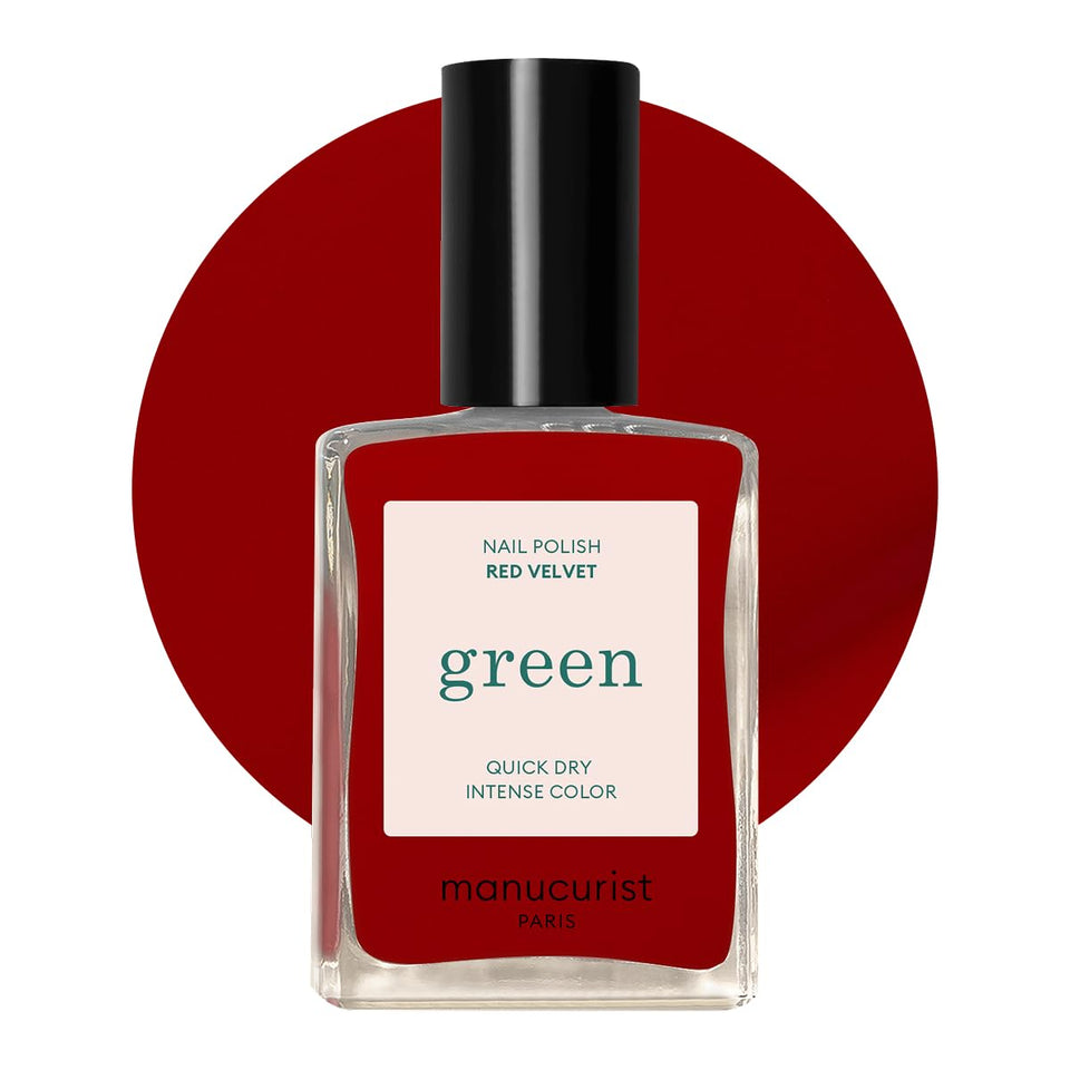 Manucurist Green Quick Dry bottle in Red Velvet with long-lasting shine.