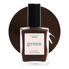 Manucurist Green Mocha bottle highlights cool undertones and fast-drying finish.