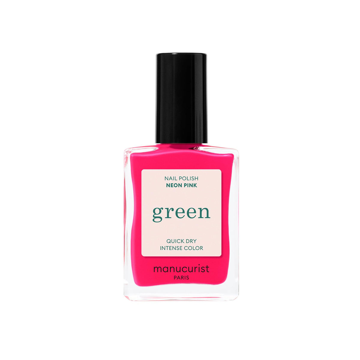Manucurist Green Neon Pink bottle shows vegan, vibrant color.