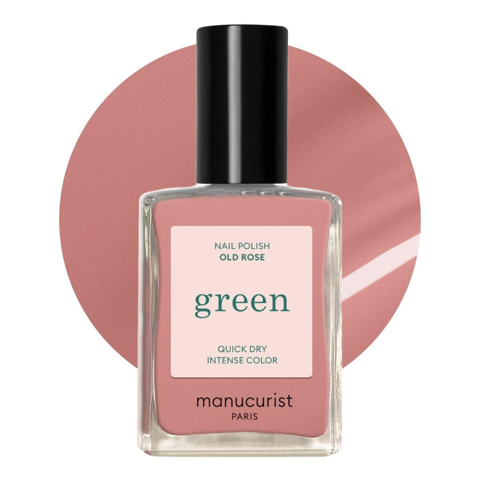 Manucurist Green Old Rose nail polish bottle with quick-dry formula and glossy finish.