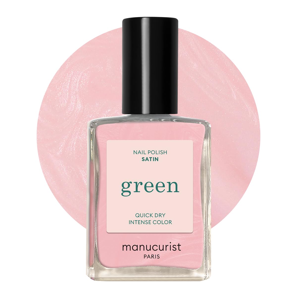 Manucurist Green Satin bottle showing pearly pale pink shade for quick manicures