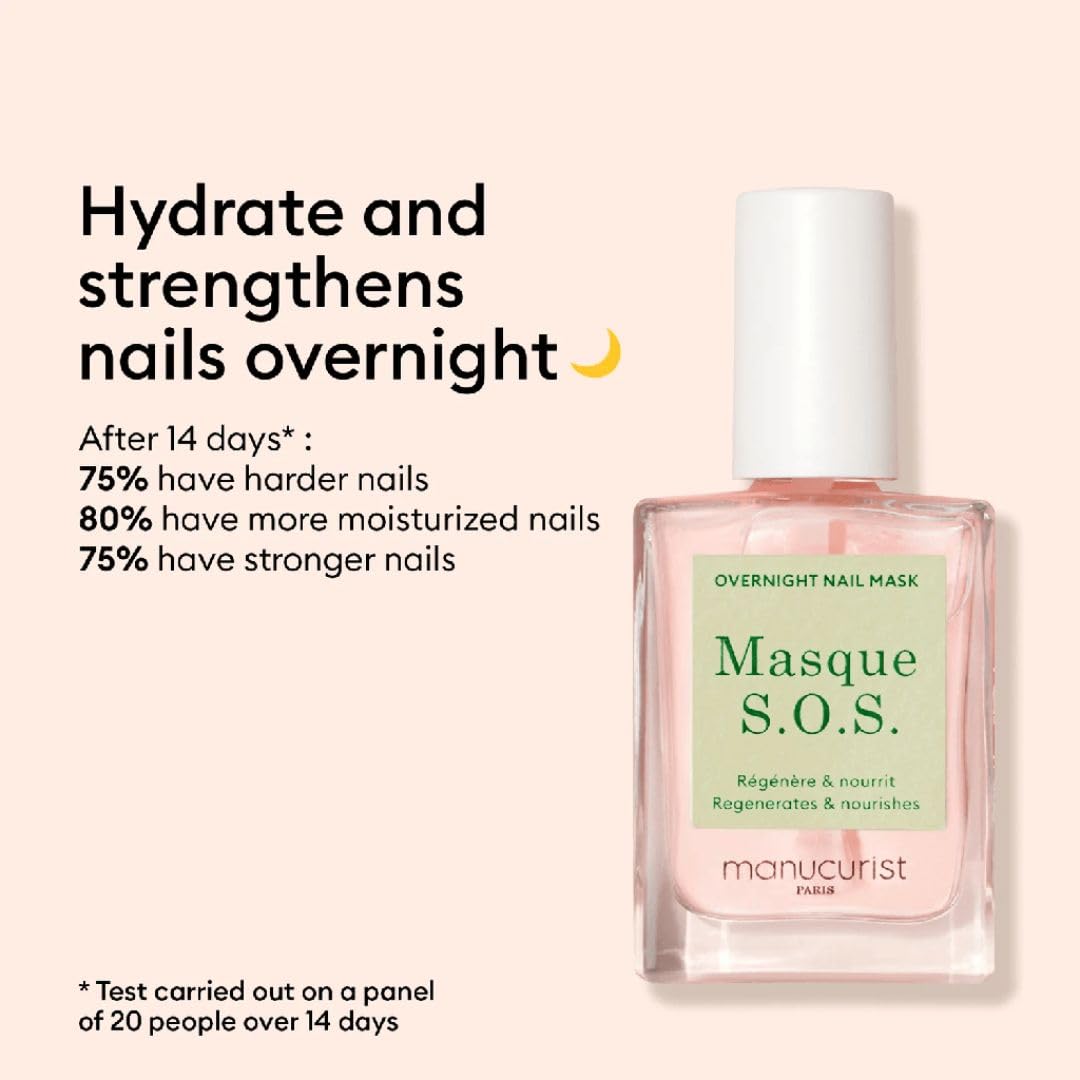 Manucurist SOS Nail Mask thick layer drying on nails.