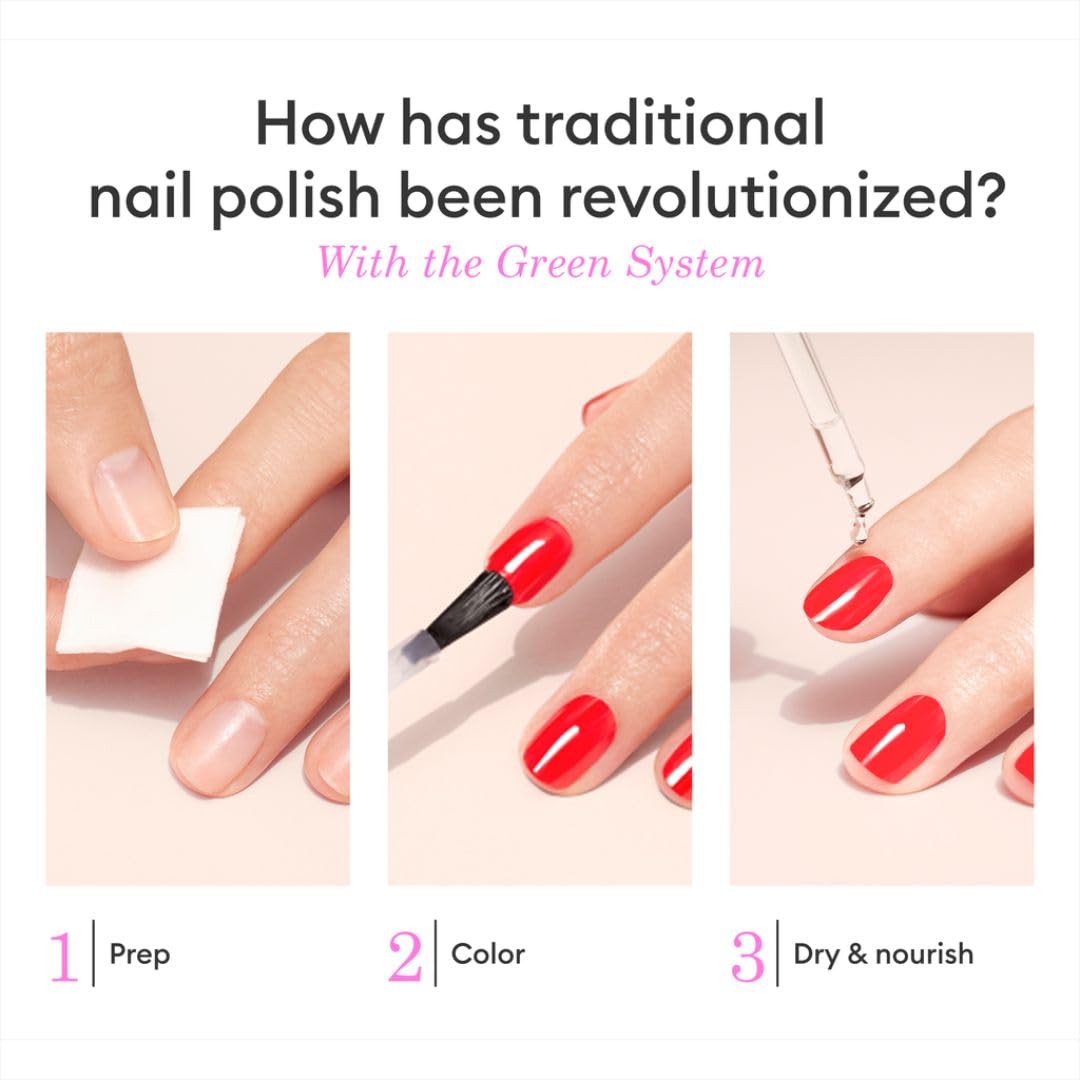 Manucurist System Green Poppy Red polish delivers rich red color with easy air-dry.