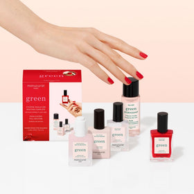 Manucurist System Green Poppy Red nail prep demonstrates cleansing nails before color.
